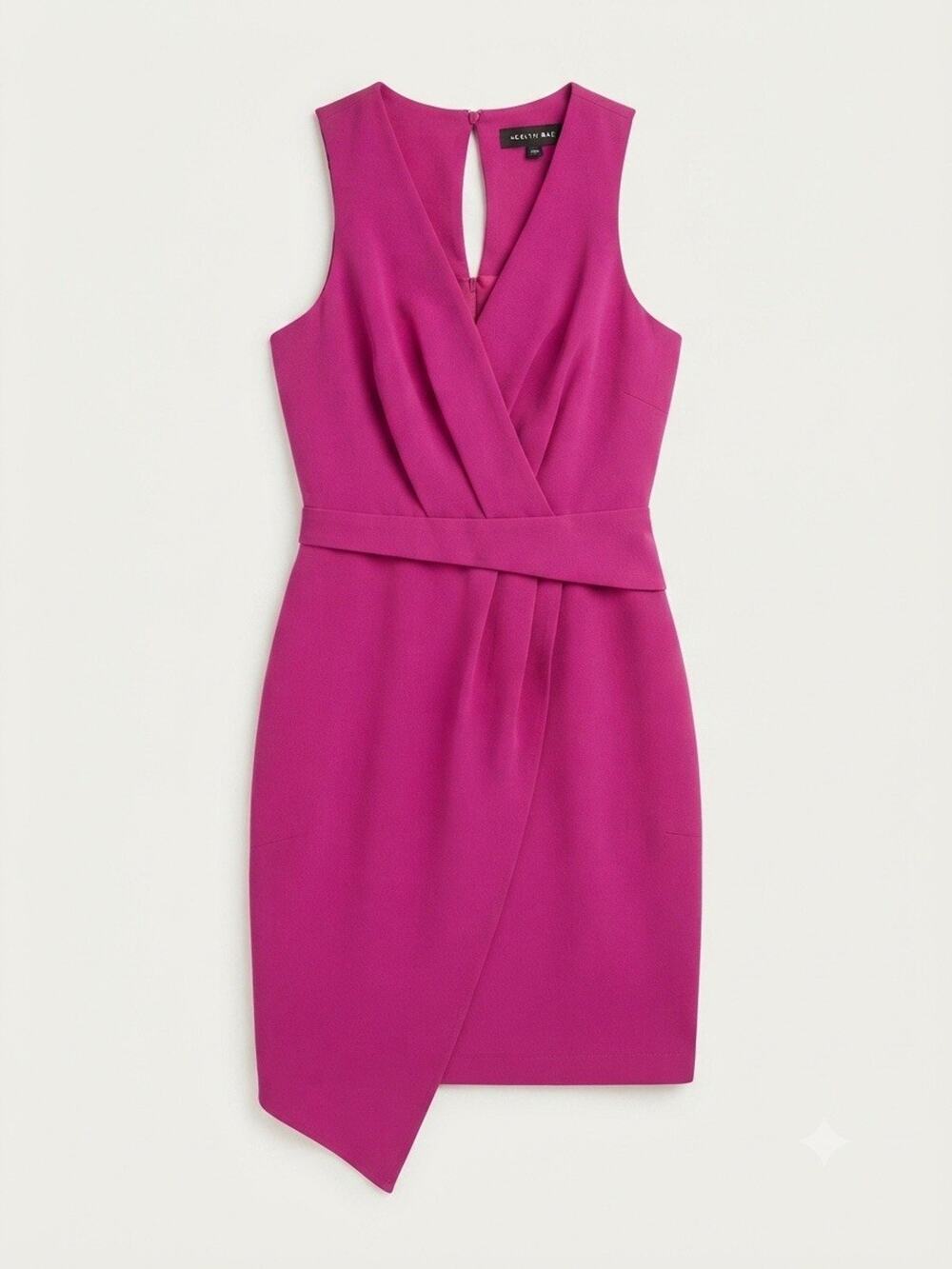Adelyn Rae Fuchsia Pink Wrap Mini Dress Sleeveless Asymmetrical Hem Size XS Chic